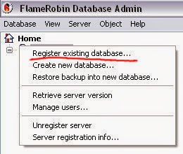 FlameRobin - Firebird database registration